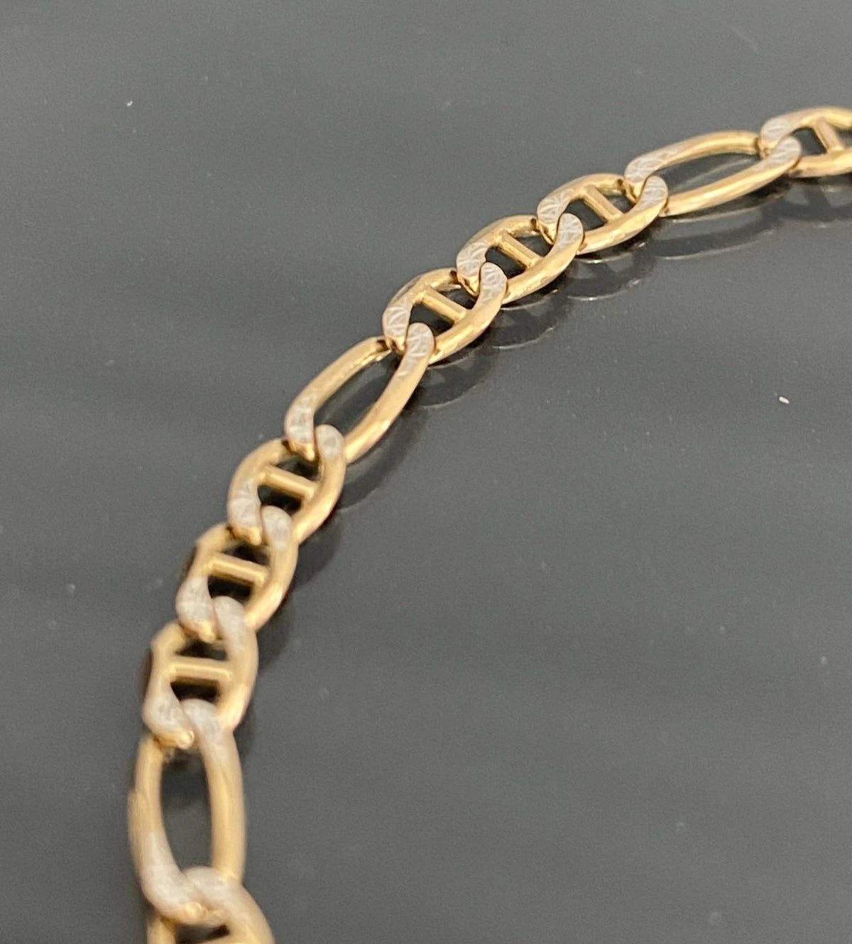 9K Yellow Gold Figaro Link Bracelet 18.50cm Long