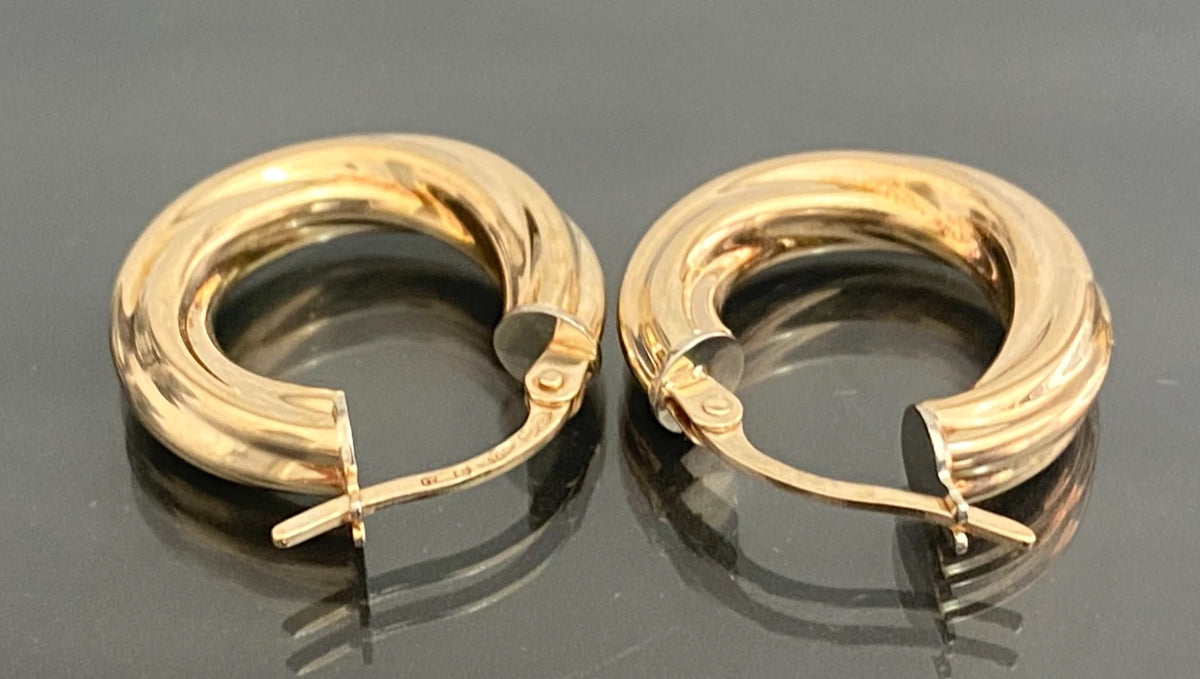 9K Yellow Gold Hollow Hoop Earrings 18.0mm