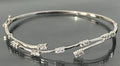 9ct White Gold & Cubic Zirconia Twist Hinged Oval Bangle - 62mm