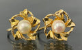 9K Yellow Gold & White Pearl Screw Back Earrings for Non-Pierced