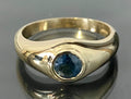 9K Yellow Gold & Blue Zircon Men's Ring Size W - 11 1/4