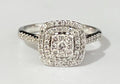 9K White Gold & 0.50CT Diamond Double Halo Engagement Ring Size P - 7 1/2