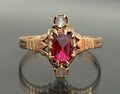 Antique 10K Rose Gold Red Paste Moonstone Ring Size P (US 7.75)