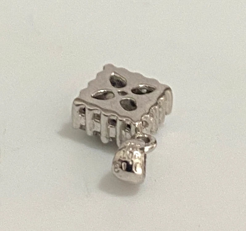 9K White Gold & 0.13CT Diamond Drop Pendant - 13mm High
