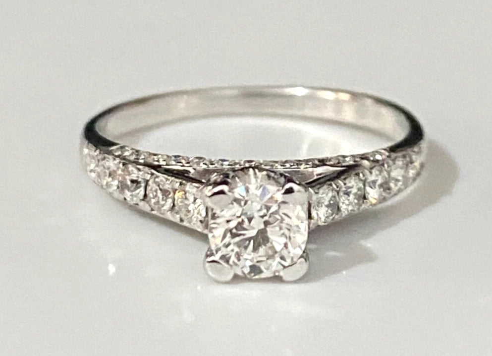 10K White Gold and 0.75CT Diamond Engagement Ring Size L - 5 1/2