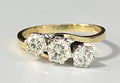 18K Yellow Gold & 0.75CT Diamond Three Stone Crossover Ring Size L 1/2 - 6