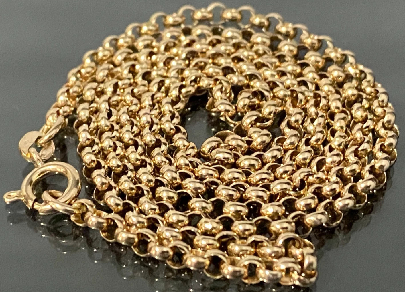 9K Yellow Gold Belcher Link Chain Necklace 61cm Long