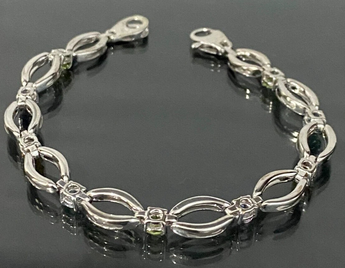 9K White Gold & Multi-Gemstones Bracelet 19cm