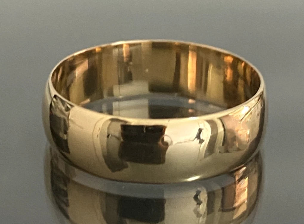 18ct Solid Yellow Gold 6.5mm D-Shaped Wedding Band Ring - Size V 1/2 (US 11)