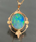 Art Deco 9K Yellow Gold Opal Doublet Pendant