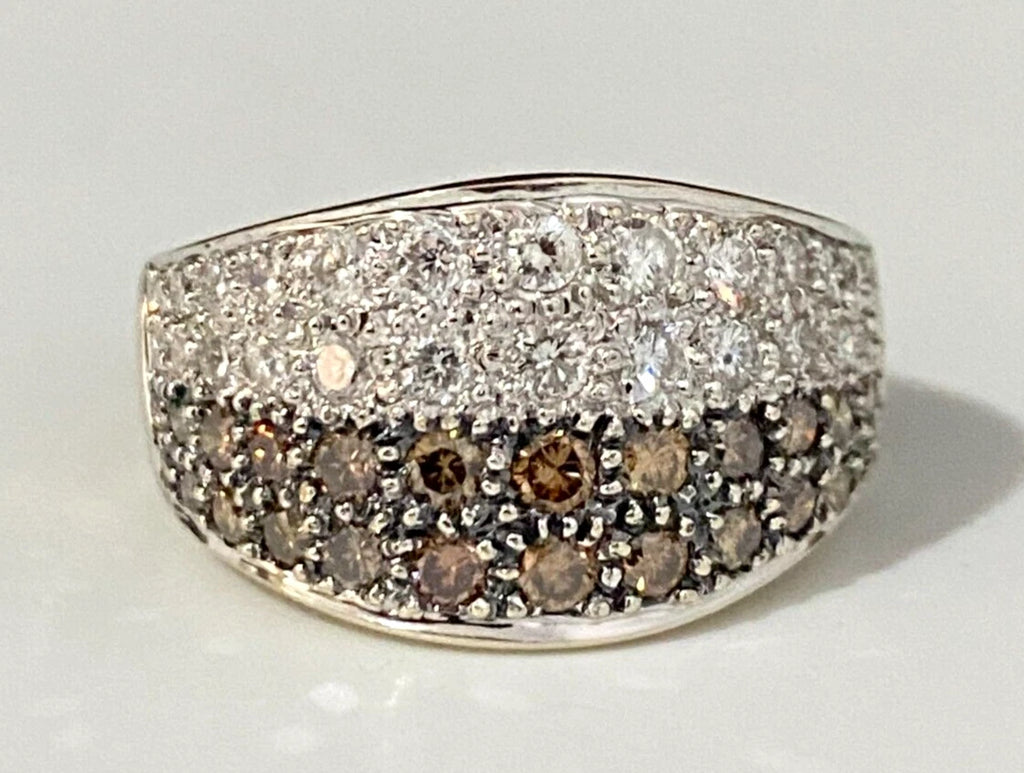 18K Yellow Gold & 1.20CT Diamond Pave Set Dress Ring Size N 1/2 - 6 3/4