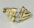 14K Yellow Gold & 0.28CT Diamond Three Stone Ring Size O 1/2 - 7 1/4