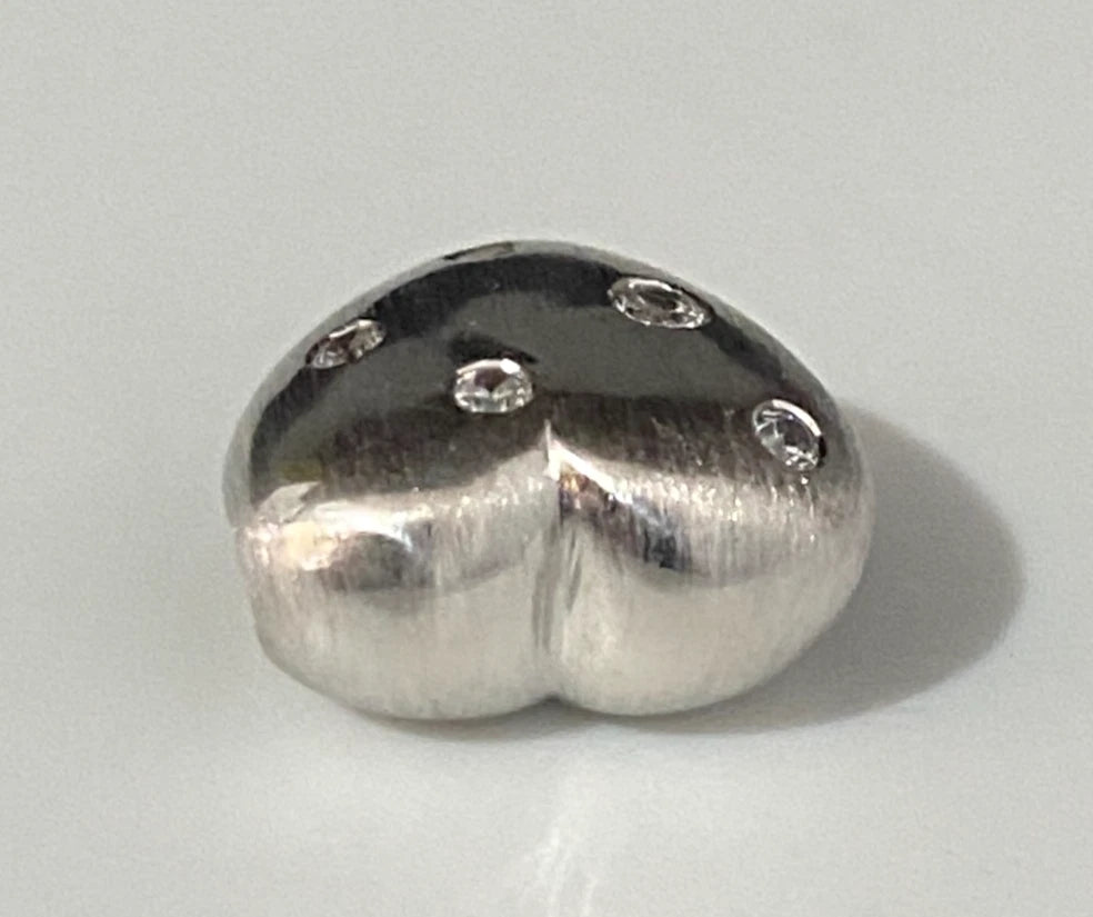 9K White Gold & Cubic Zirconia Flush Set Heart Pendant