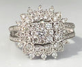 10K White Gold & 1.0CT Diamond Cluster Ring Size N 1/2 - 6 3/4