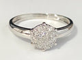 9K White Gold & 0.28CT Diamond Cluster Ring Size O - 7