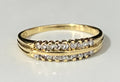 18K Yellow Gold & Diamond Two Row Band Ring Size P - 7 3/4