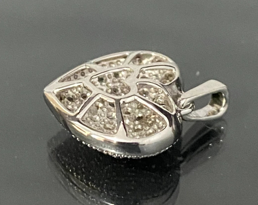 9K White Gold & 0.15CT Diamond Set Heart Pendant