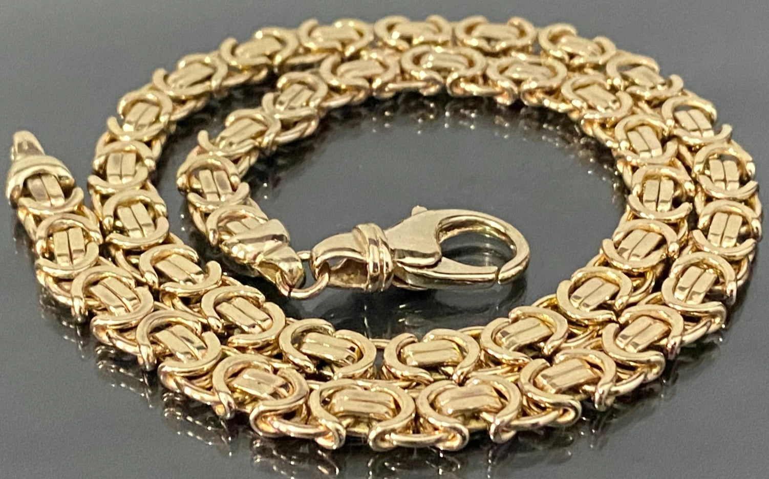 9K Yellow Gold Byzantine Link Chain Necklace