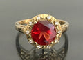 9K Yellow Gold Red Labradorite & Natural Zircon Ring Size L (US 5.75)