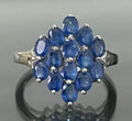 9K White Gold & Kyanite Cluster Ring Size R - 8 3/4