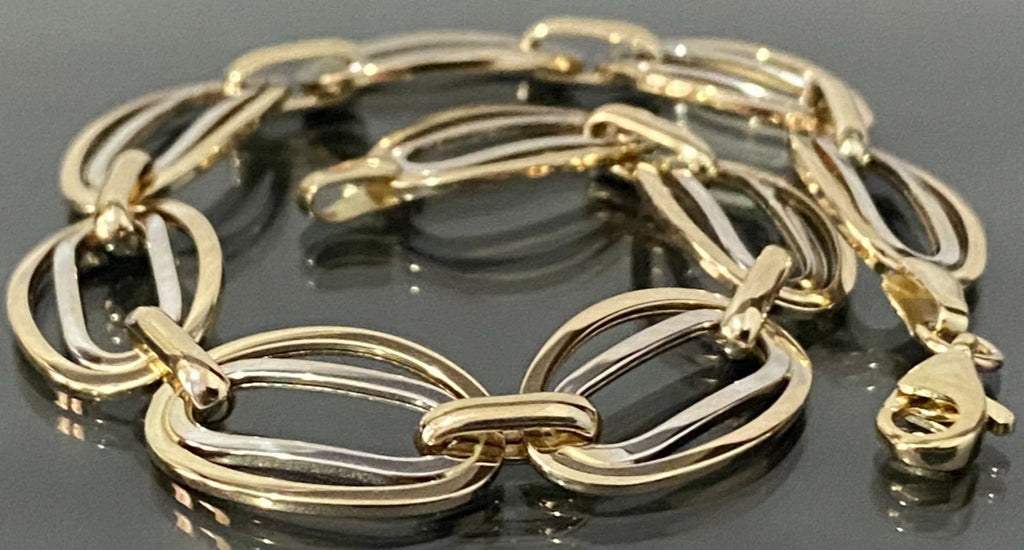 9K Yellow Gold Oval Fancy Link Bracelet 19.0cm Long