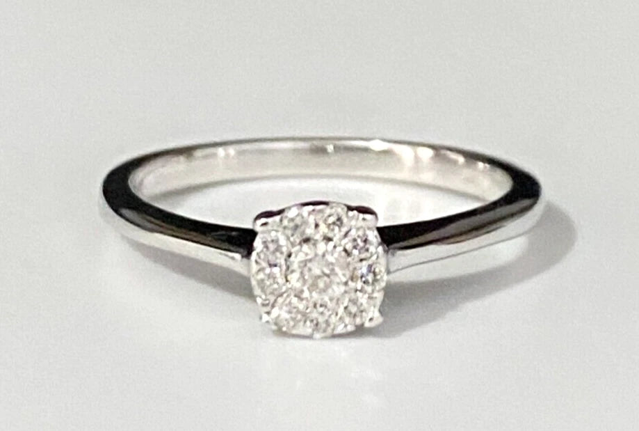 9K White Gold & 0.15CT Diamond Engagement Ring Size K 1/2 - 5 3/8