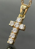 9K Yellow Gold & Cubic Zirconia Cross Pendant 23.50mm High