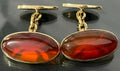9K Yellow gold & Carnelian Cabochon Spider Shape Setting Cufflinks 11.24g