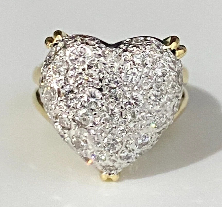 18K Yellow Gold & 0.75CT Diamond Heart Ring Size J 1/2 - 5