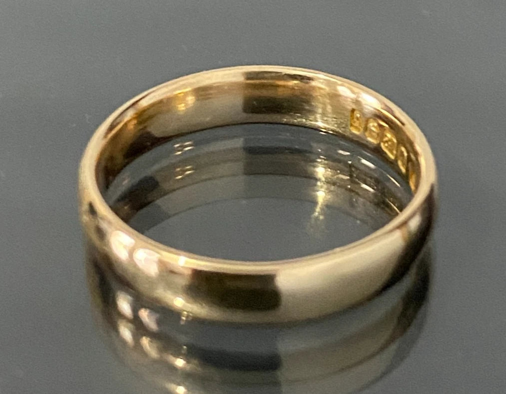 1920's Antique 18ct Yellow Gold English Wedding Band Ring Size I - 4 1/2
