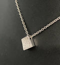 18K White Gold with Brilliant Diamond Square Pendant
