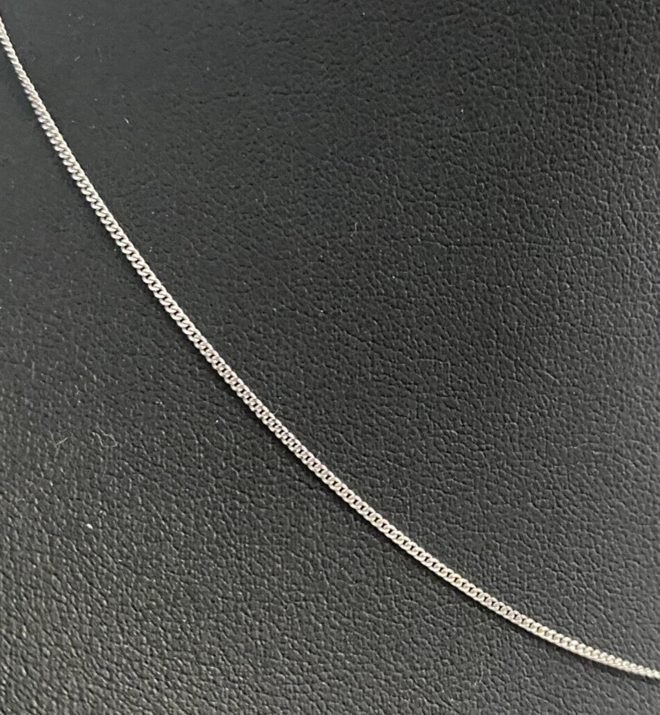 18K White Gold Curb Link Chain Necklace 45cm Long