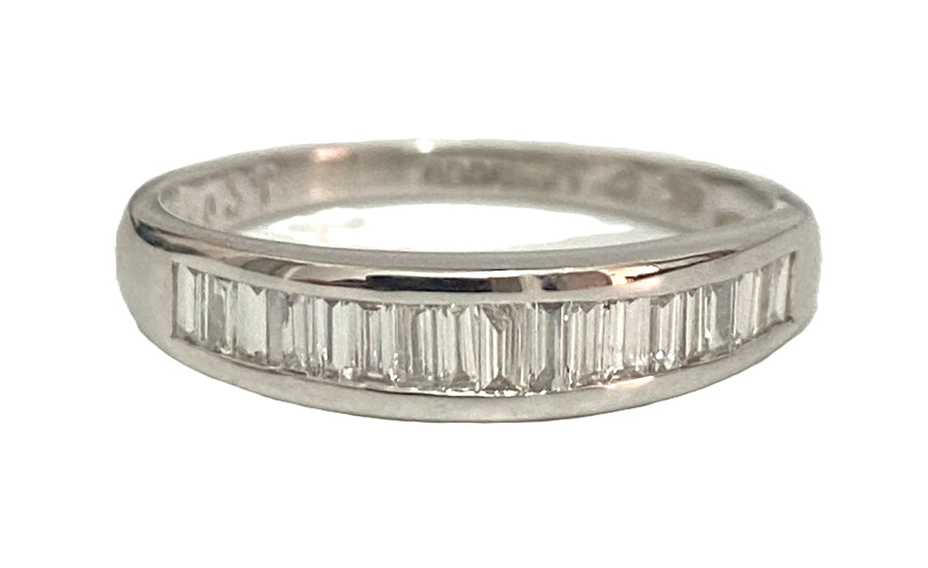18K White Gold & 0.37CT Diamond Baguette Eternity Band Ring Size O (US 7.25)
