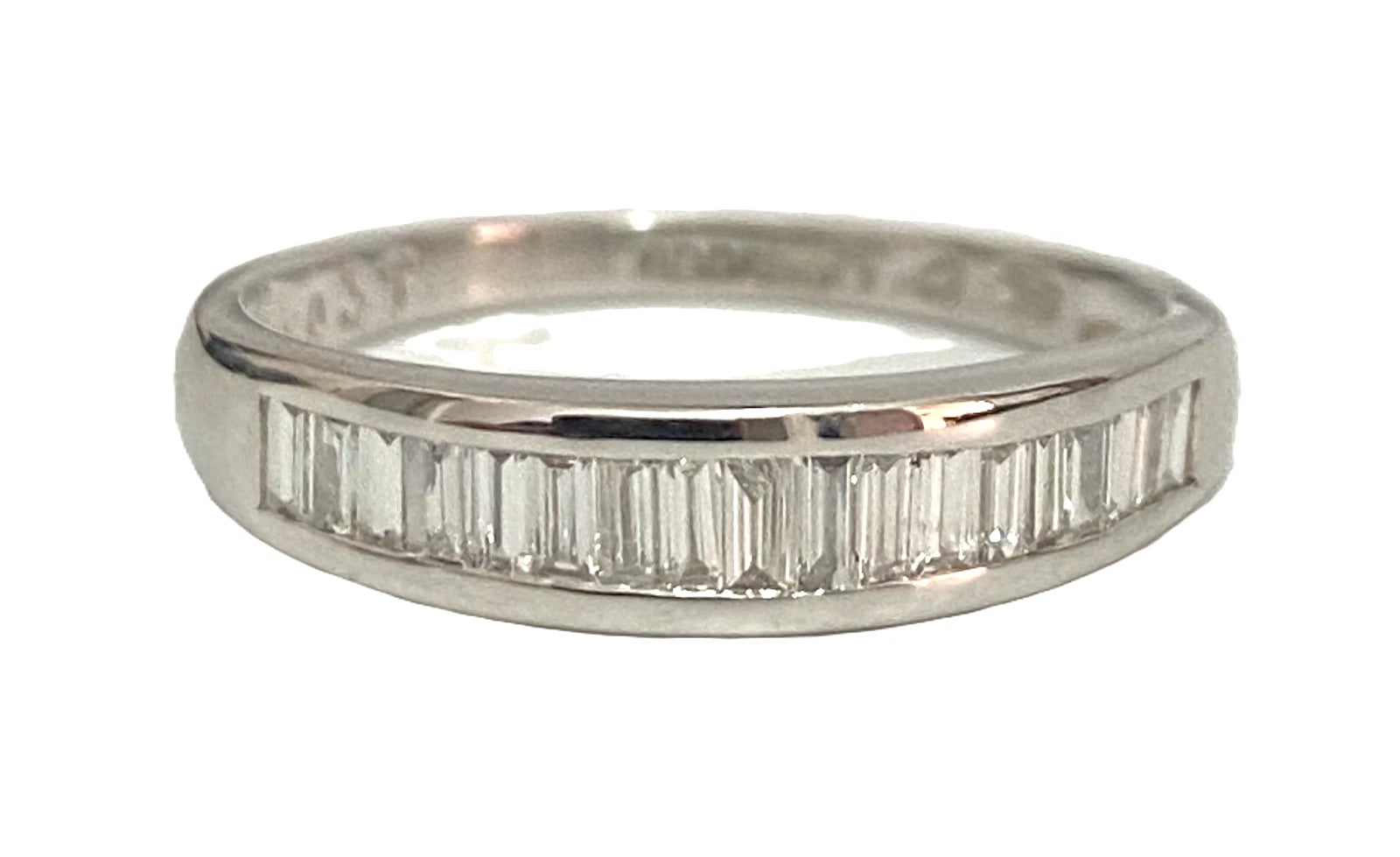 18K White Gold & 0.37CT Diamond Baguette Eternity Band Ring Size O (US 7.25)