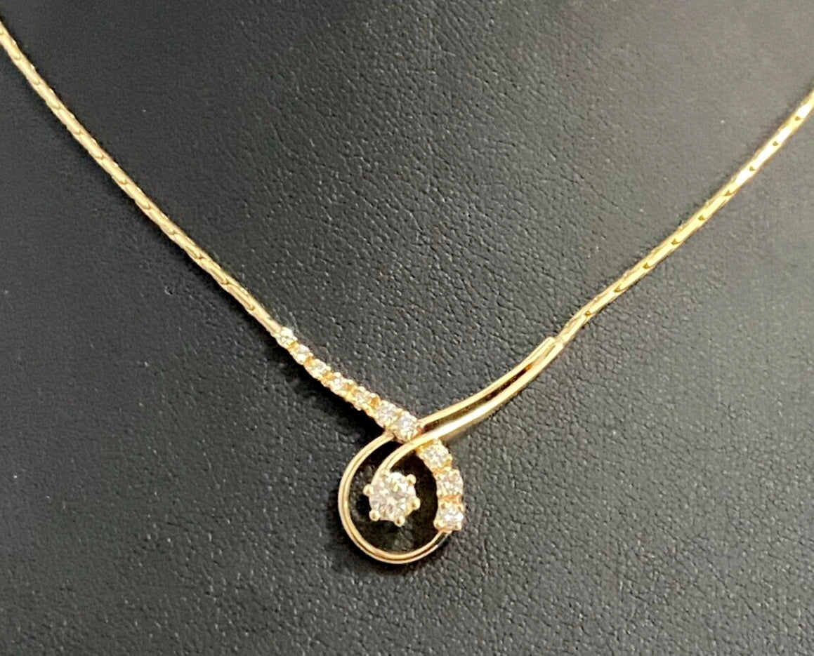 14K Yellow Gold & 0.50CT Diamond Necklace 41cm Long