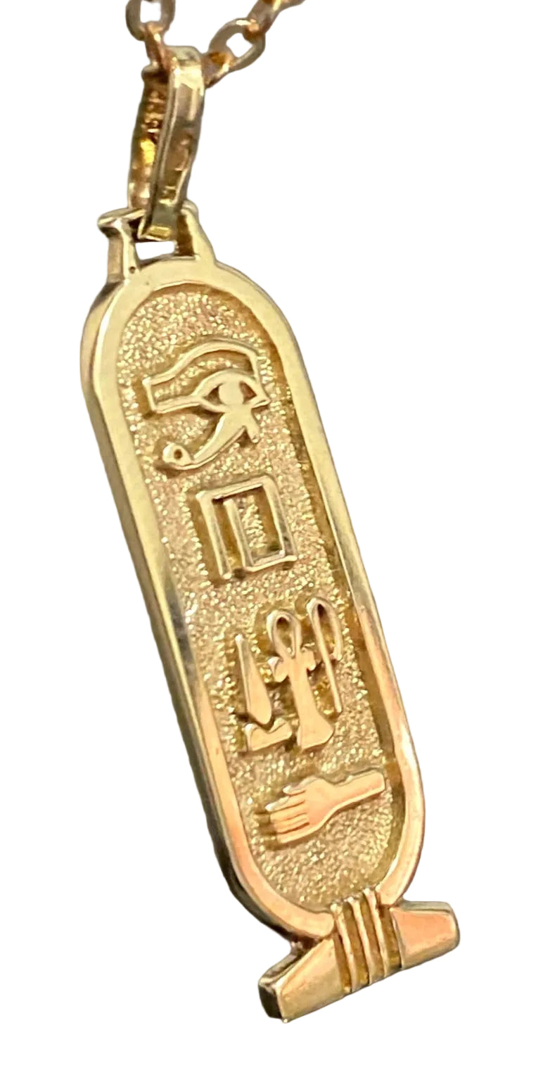 9K Yellow Gold Egyptian cartouche-style pendant 35mm High