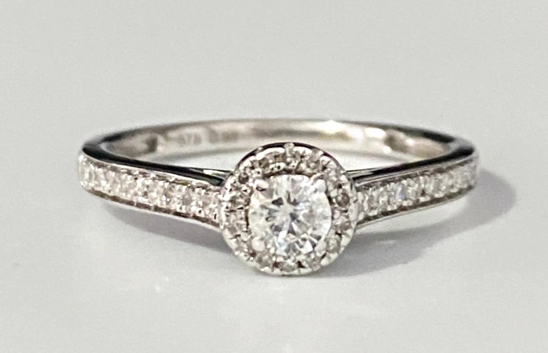 9K White Gold & 0.33CT Diamond Engagement Ring Size L 1/2 - 6