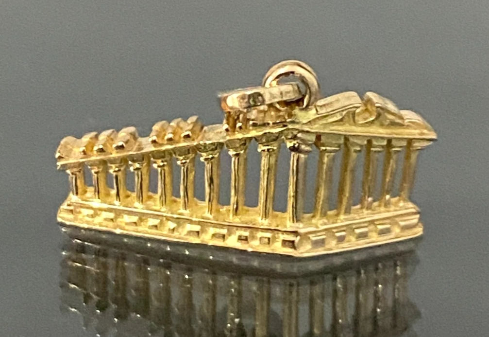 18K Yellow Gold Parthenon Acropolis Pendant