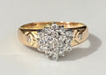 14K Yellow Gold & 0.25CT Diamond Cluster Ring Size L - 5 1/2