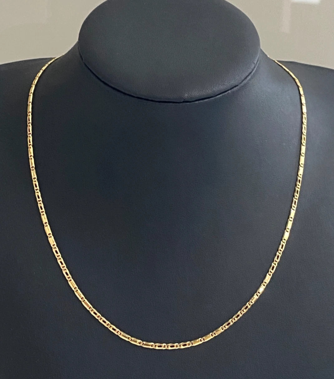 9K Yellow Gold Open & Closed Birdseye Link Chain Necklace - 50.0cm Long