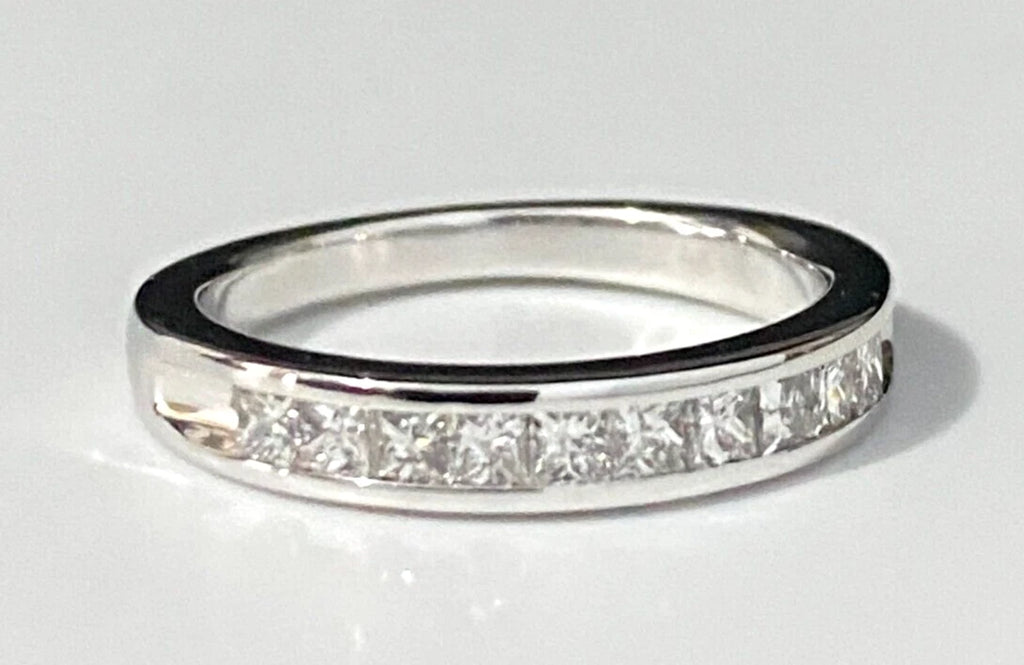 14K White Gold & 0.50CT Diamond Eternity Channel Set Ring Size L 1/2 - 5 7/8
