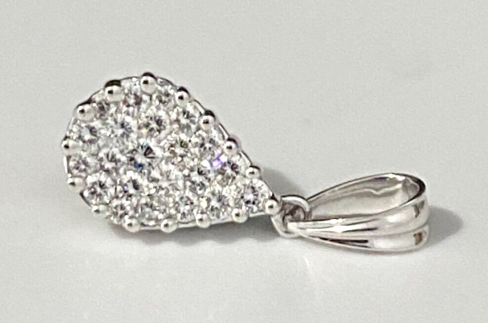 18K White Gold W/ 0.44CT Brilliant Diamond Pear Shape Pendant