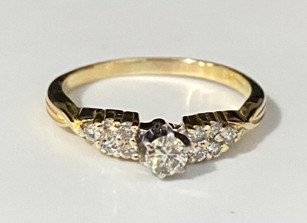 14K Yellow Gold & 0.30CT Diamond Engagement Ring Size P 1/2 - 7 3/4