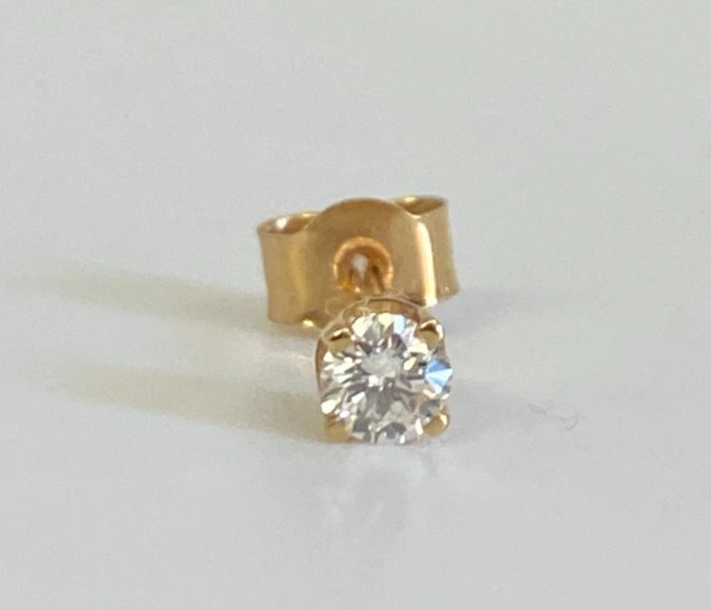 9K Yellow Gold & Diamond Single Stud Earrings