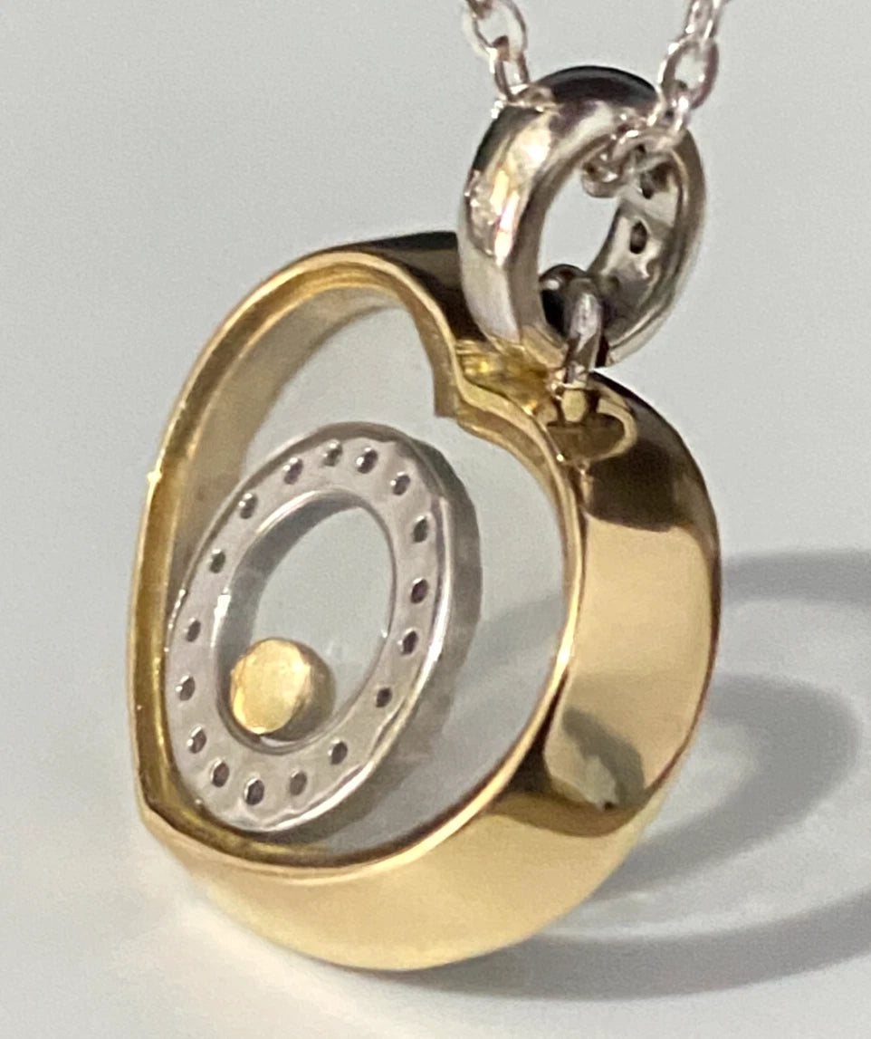 18K Gold & 0.55CT Floating Diamond Heart Pendant 25.50mm High