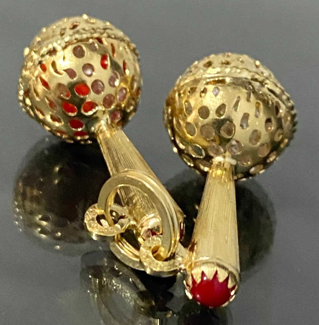 18K Yellow Gold Maracas Drop Pendant / Charm