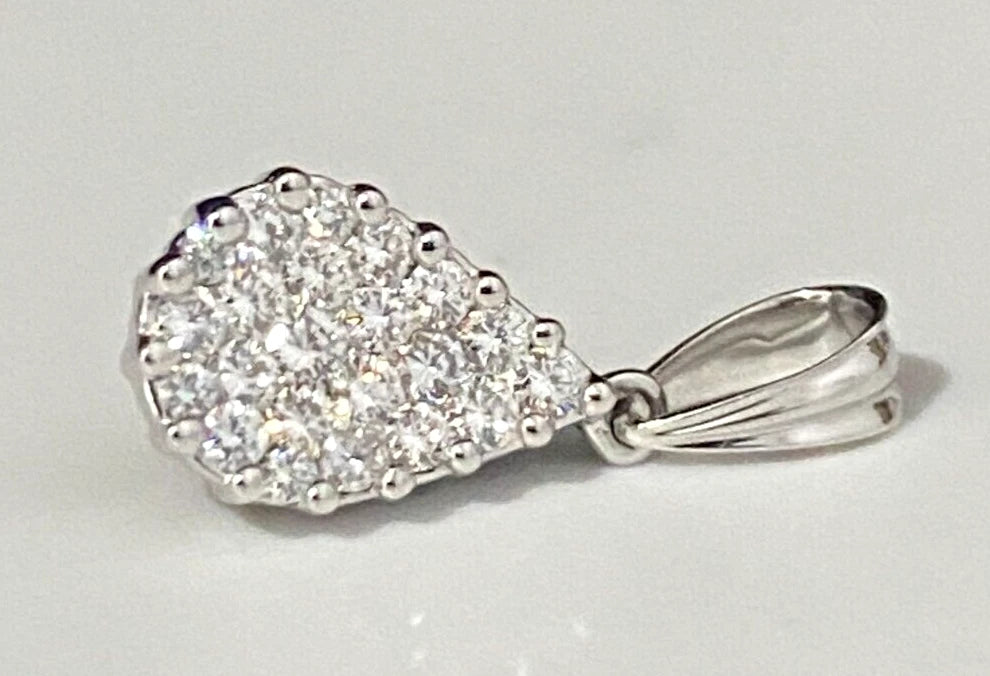 18K White Gold W/ 0.44CT Brilliant Diamond Pear Shape Pendant