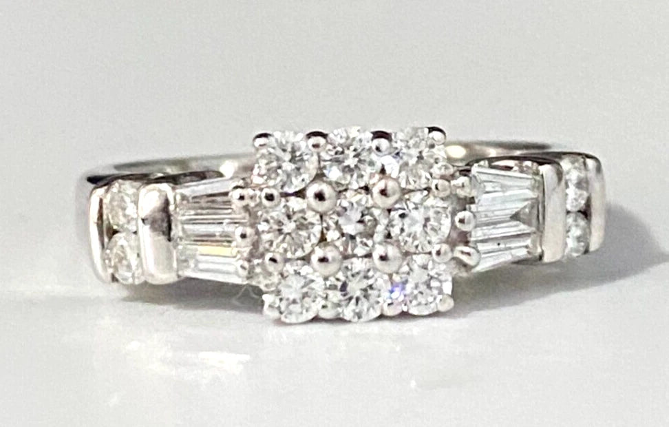 18K White Gold & 0.75CT Diamond Ring Size O - 7