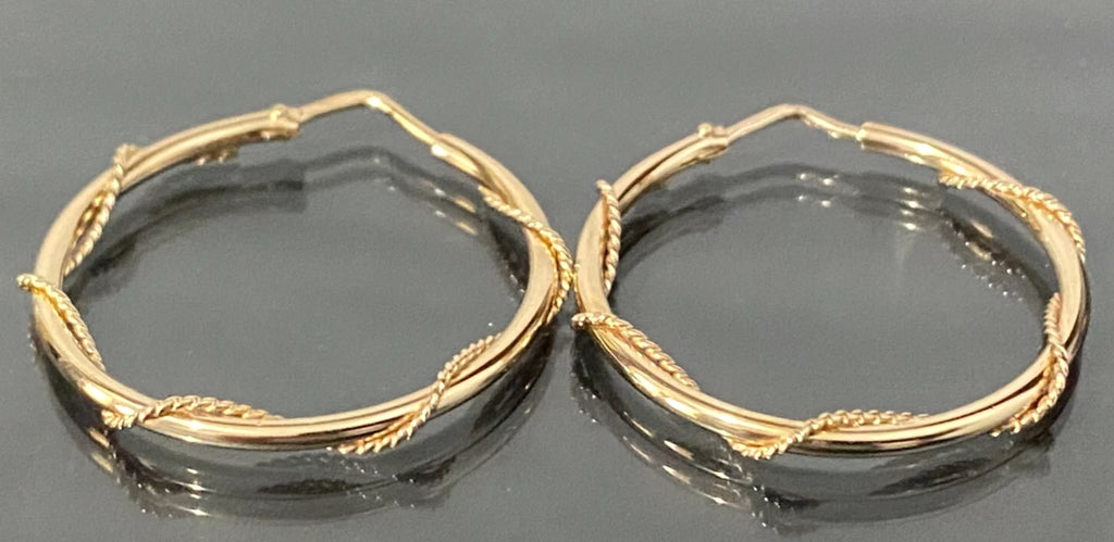 9K Yellow Gold Twisted Hoop Earrings