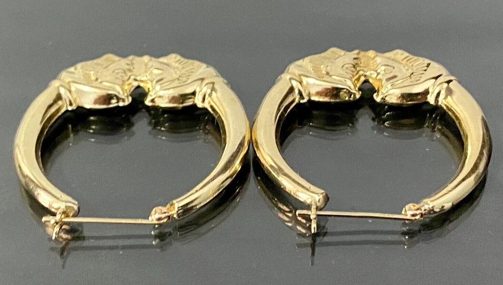 Large 14K Yellow Gold Pharaoh Creole Earrings